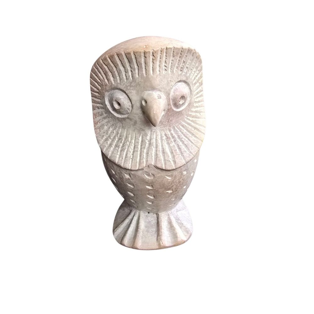 Vintage African Soapstone Owl Carving Tribal Art Figurine Sculpture Kenya
